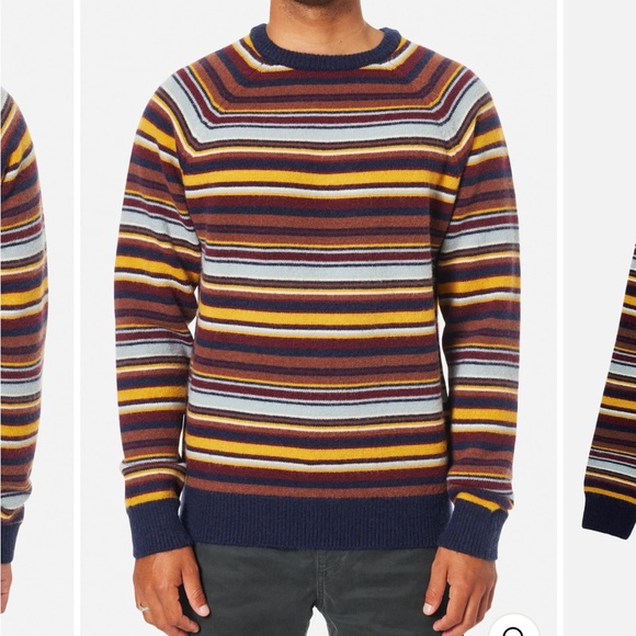 Katin Mens Hitch Retro Stripe Polar Navy Crewneck Sweater Size XL